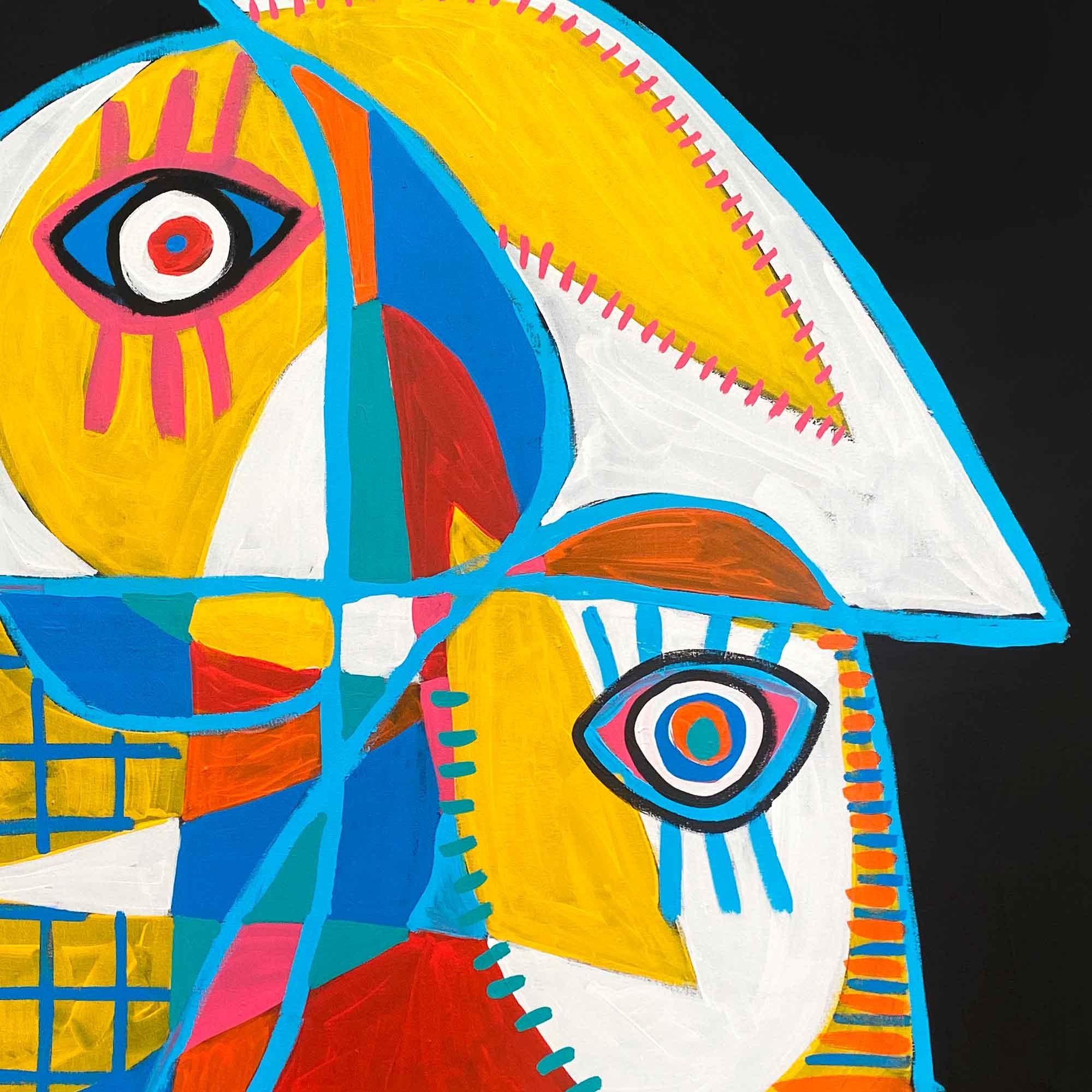 Retrato Fondo Negro Mirada, Arte contemporanea, Pittura astratta, 21° secolo - Painting Astratto di Enrique Pichardo