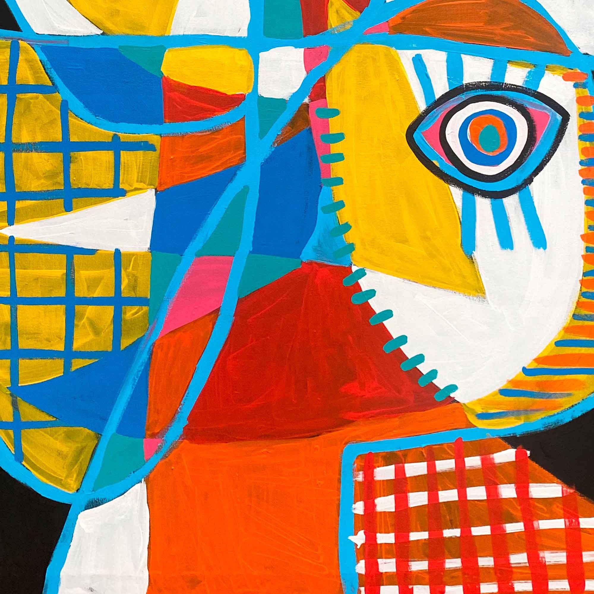 Retrato Fondo Negro Mirada, Arte contemporanea, Pittura astratta, 21° secolo - Abstract Painting Nero di Enrique Pichardo