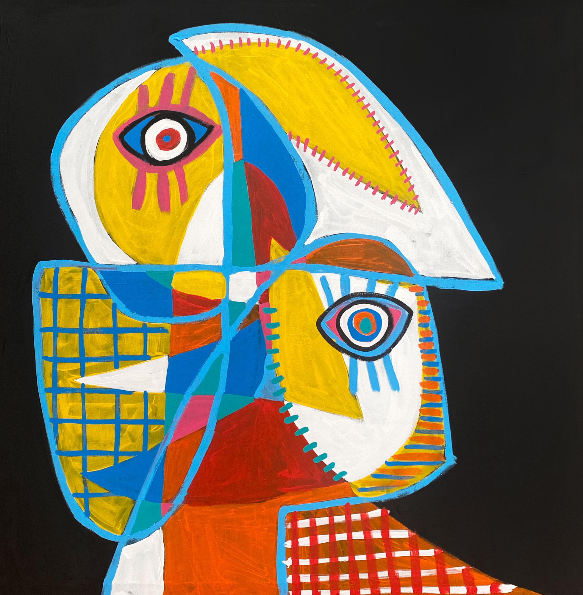 Abstract Painting di Enrique Pichardo - Retrato Fondo Negro Mirada, Arte contemporanea, Pittura astratta, 21° secolo