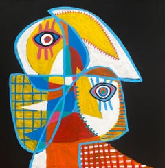 Retrato Fondo Negro Mirada, Contemporary Art, Abstract Painting, 21st Century