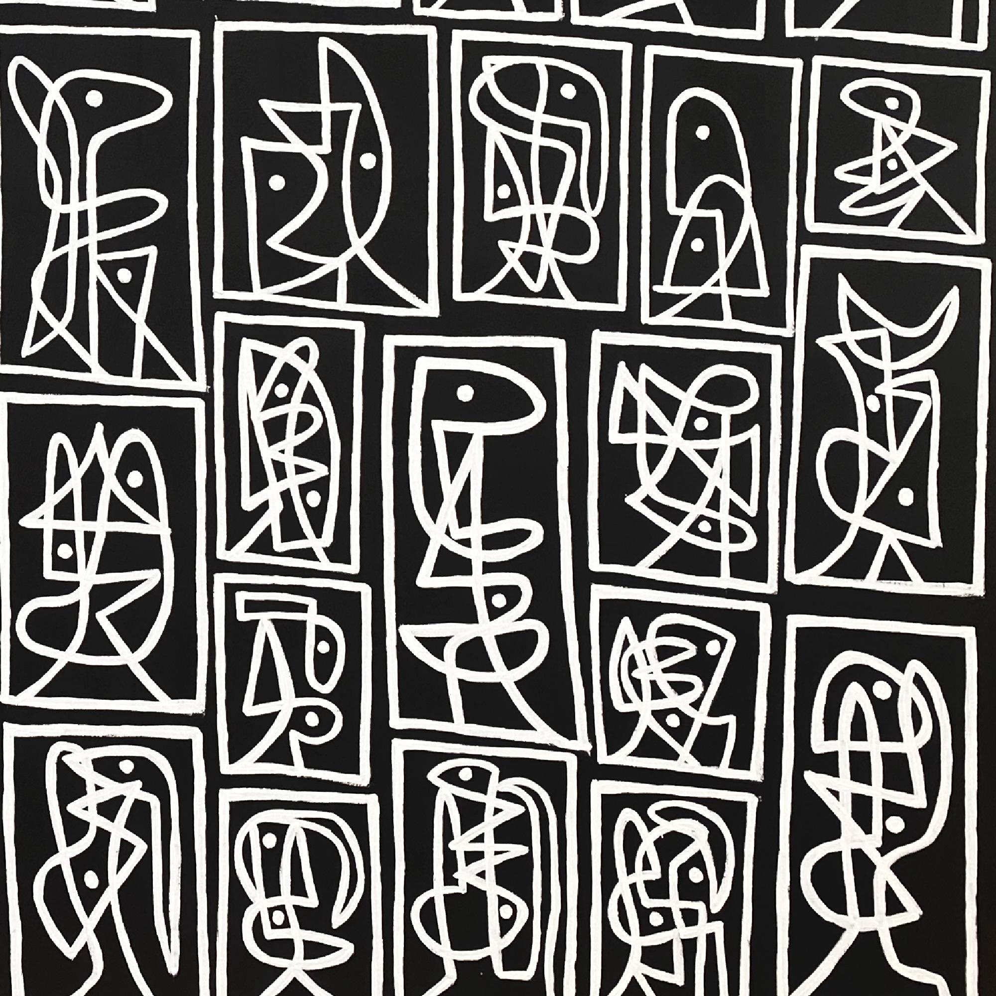 Segni, Arte contemporanea, Pittura astratta, 21° secolo - Abstract Painting Nero di Enrique Pichardo
