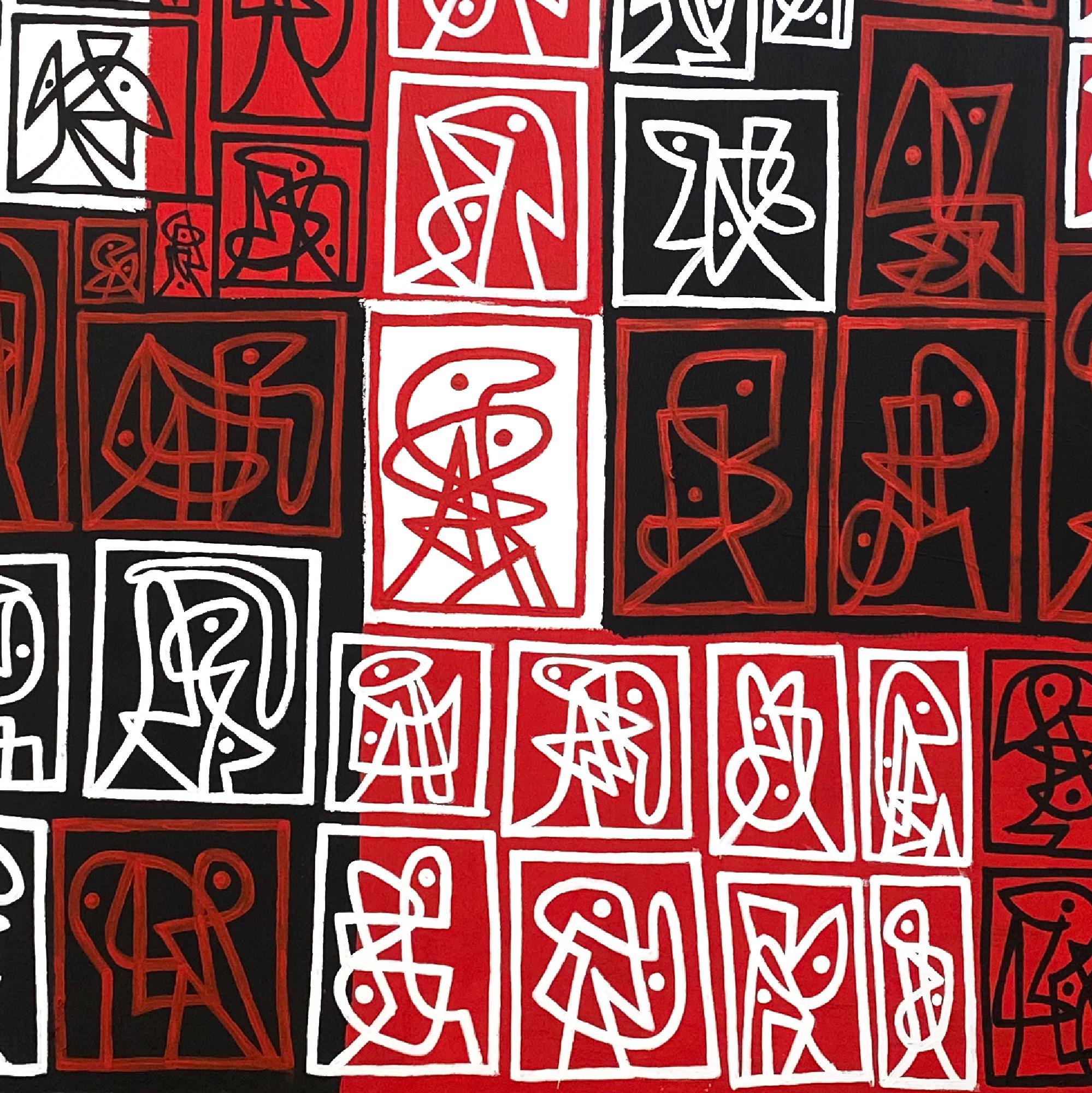 Signos Rojizos, Arte contemporanea, Pittura astratta, 21° secolo - Painting Astratto di Enrique Pichardo