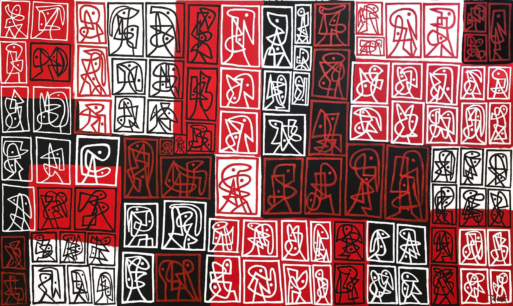 Abstract Painting di Enrique Pichardo - Signos Rojizos, Arte contemporanea, Pittura astratta, 21° secolo