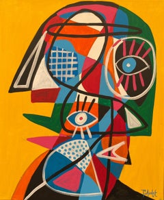 Yellow Face, Contemporary Art, Abstract Painting, 21st Century