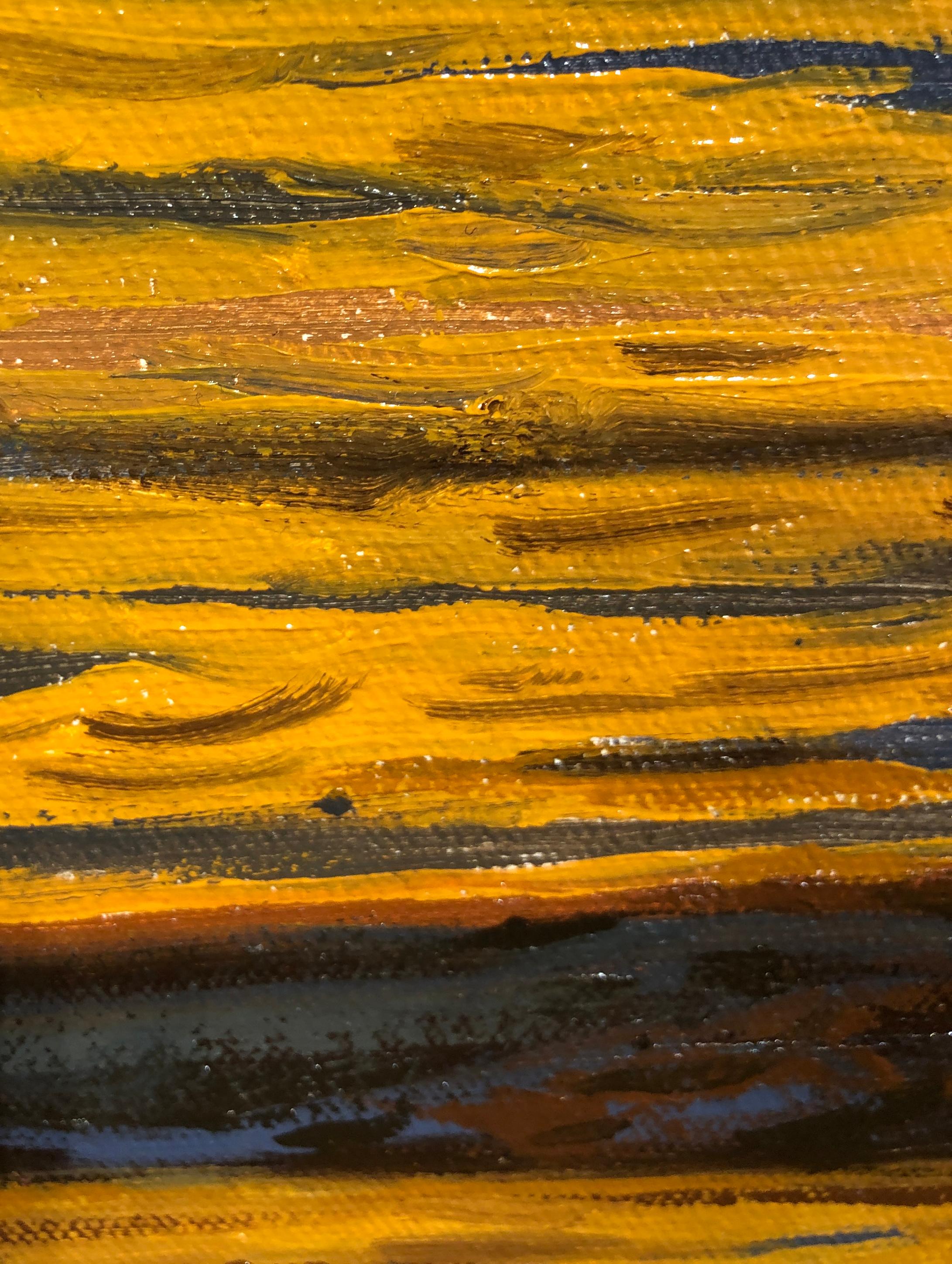 Oceans XIV - Original Oil Painting of Golden Sunset Reflected on Water 8