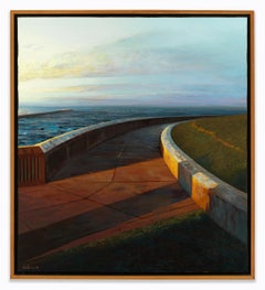 Path and Lake, Chicago Lakefront Bike Path, Urban Landscape, Oil on Linen