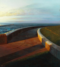 Path and Lake, Chicago Lakefront Bike Path, Urban Landscape, Oil on Linen