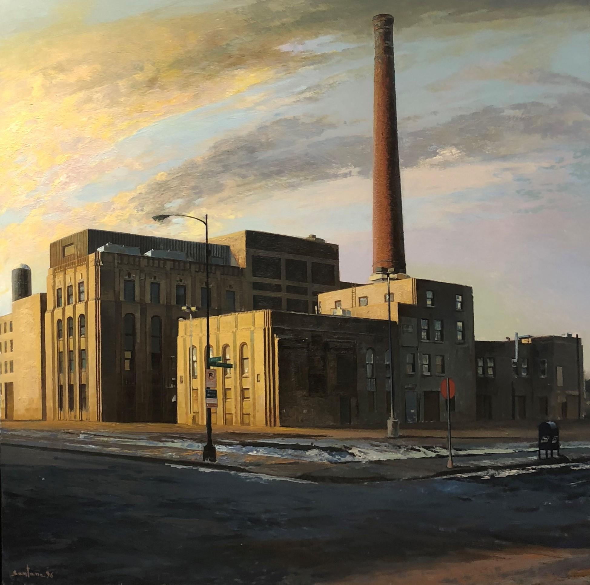 Enrique Santana Landscape Painting - Peoria & Adams, Chicago's West Loop Neighborhood, Urban Landscape, Oil on Linen