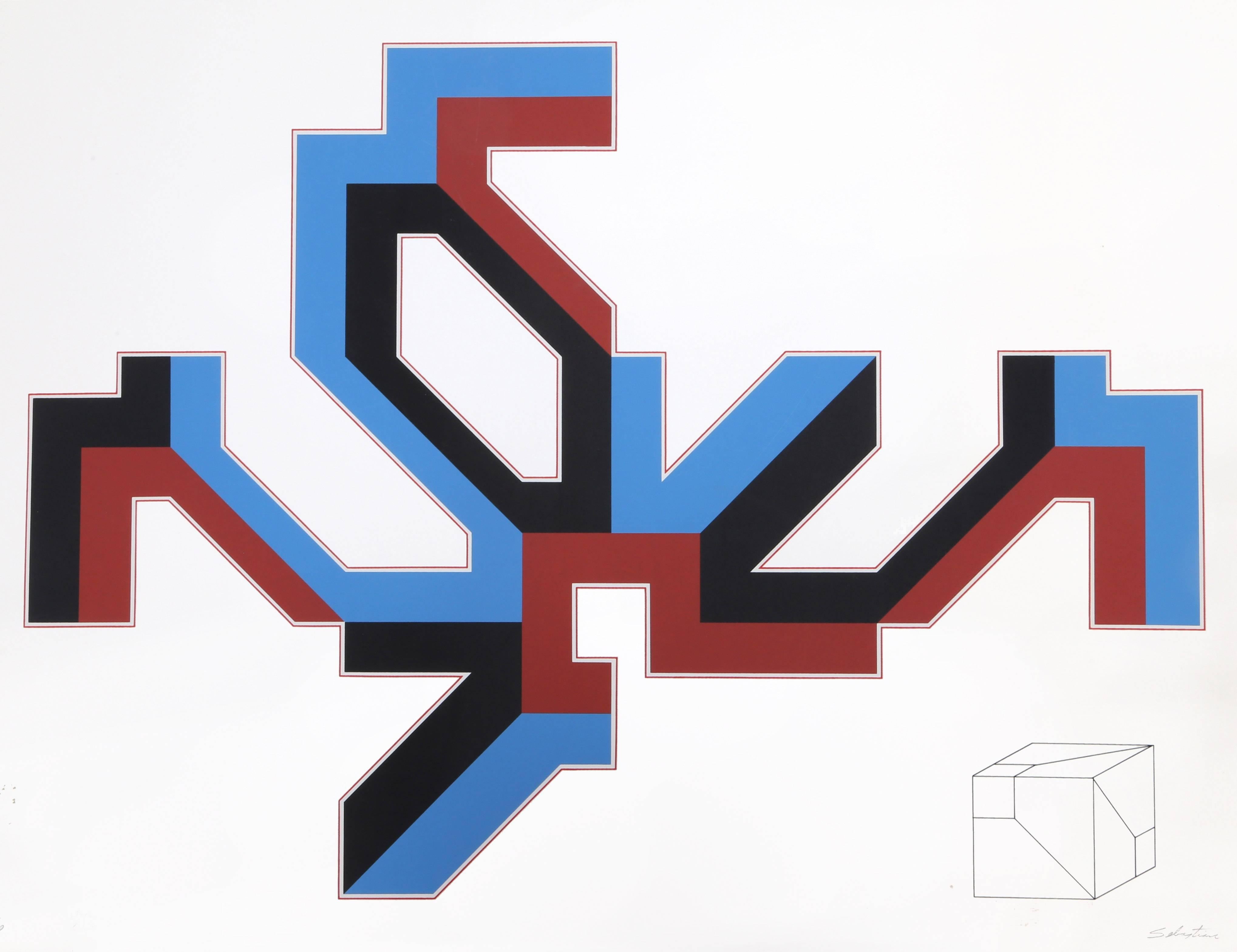 Artist: Enrique Carbajal Sebastian, Mexican (1947 - )
Title: Deconstrucción de Cubo
Year: circa 1974
Medium: Screenprint, signed and numbered in pencil
Edition: AP 
Size: 22.5  x 30 in. (57.15  x 76.2 cm)