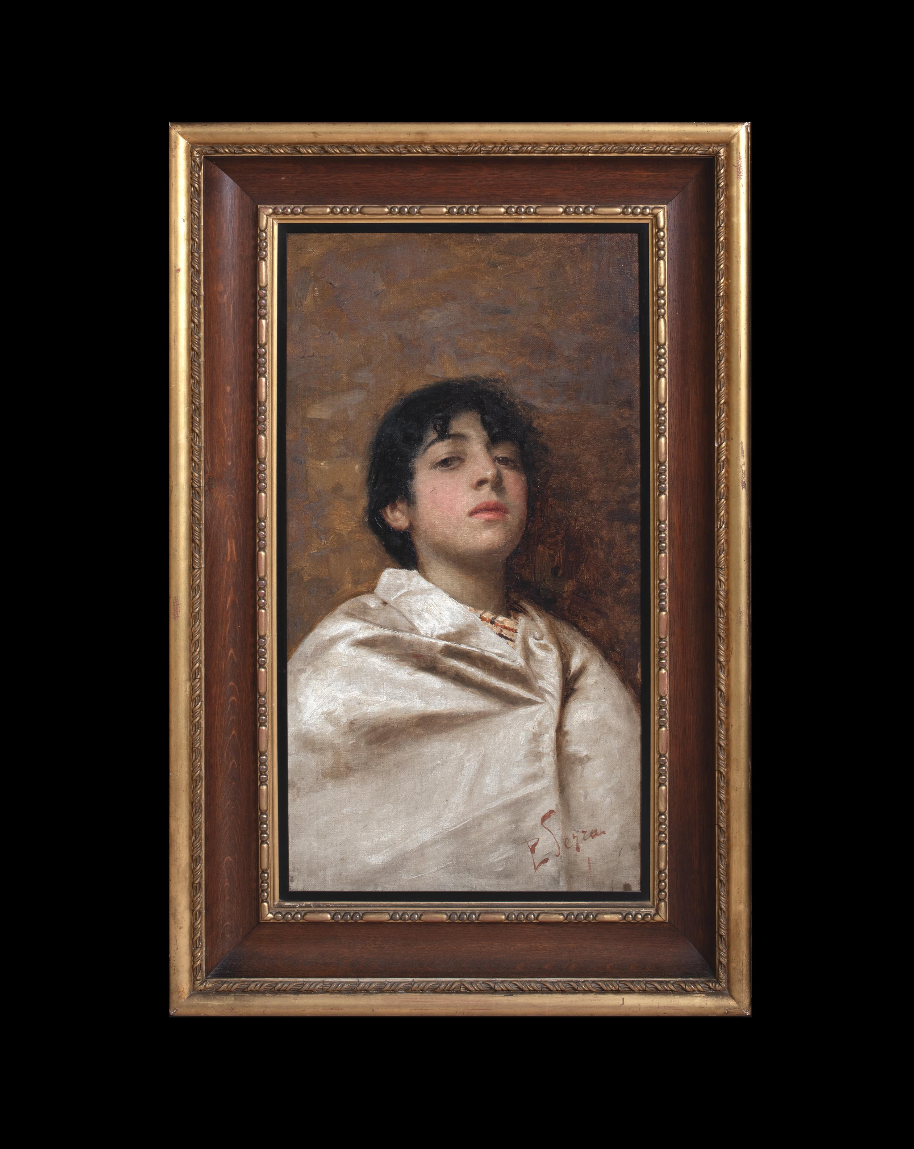 Ritratto di ragazzo in bianco, XVII secolo   da Enrique SERRA Y AUQUÉ (1859-1918) - Painting di Enrique Serra y Auque