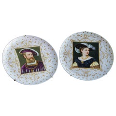 Enrique viii and Ana Bolena a Pair of Hanging Plates (Austria) decorative