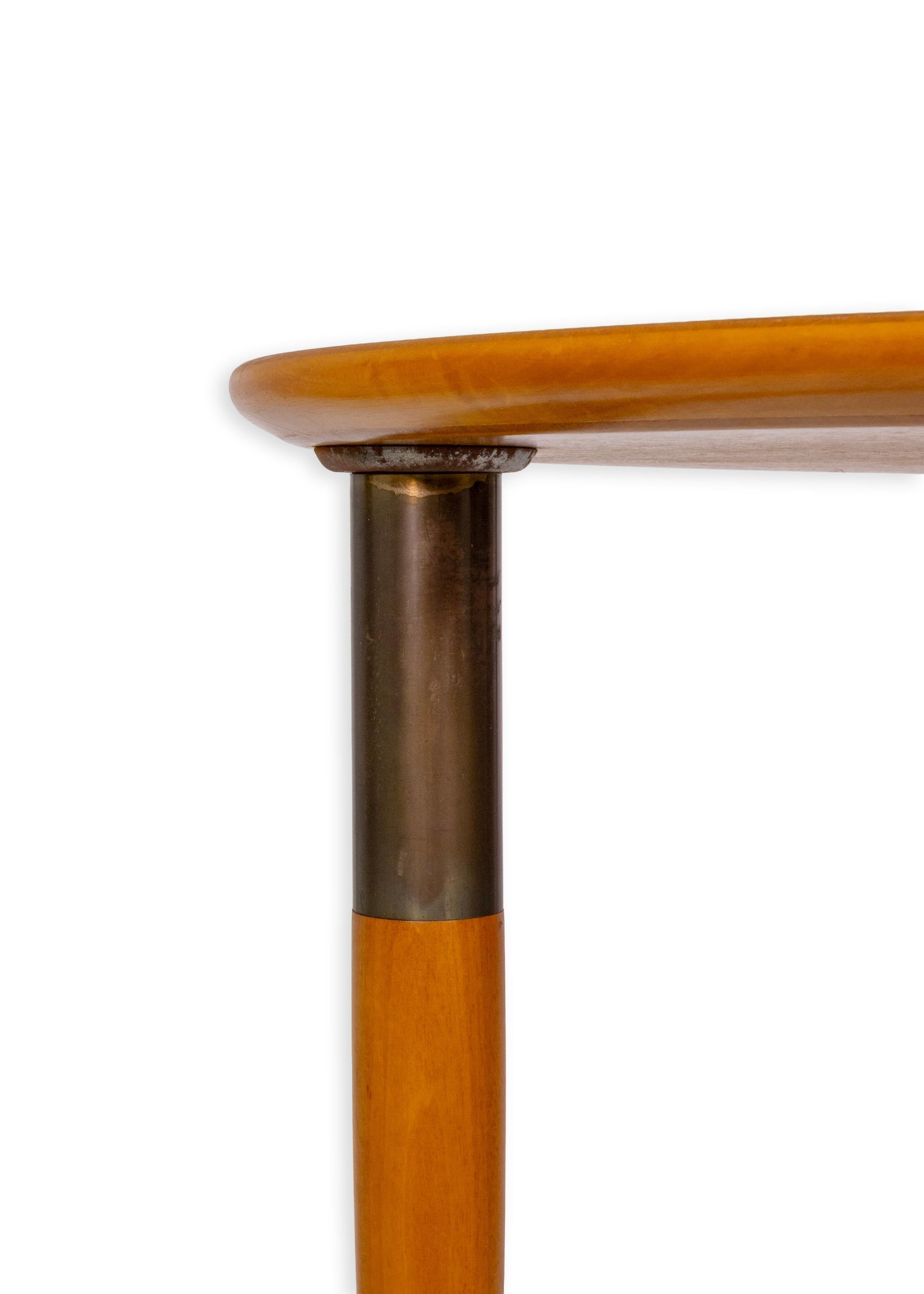 Enro Fabry - Accent Table, 1953 Modernist Walnut Wood Inlay with Brass Details In Good Condition For Sale In Keego Harbor, MI