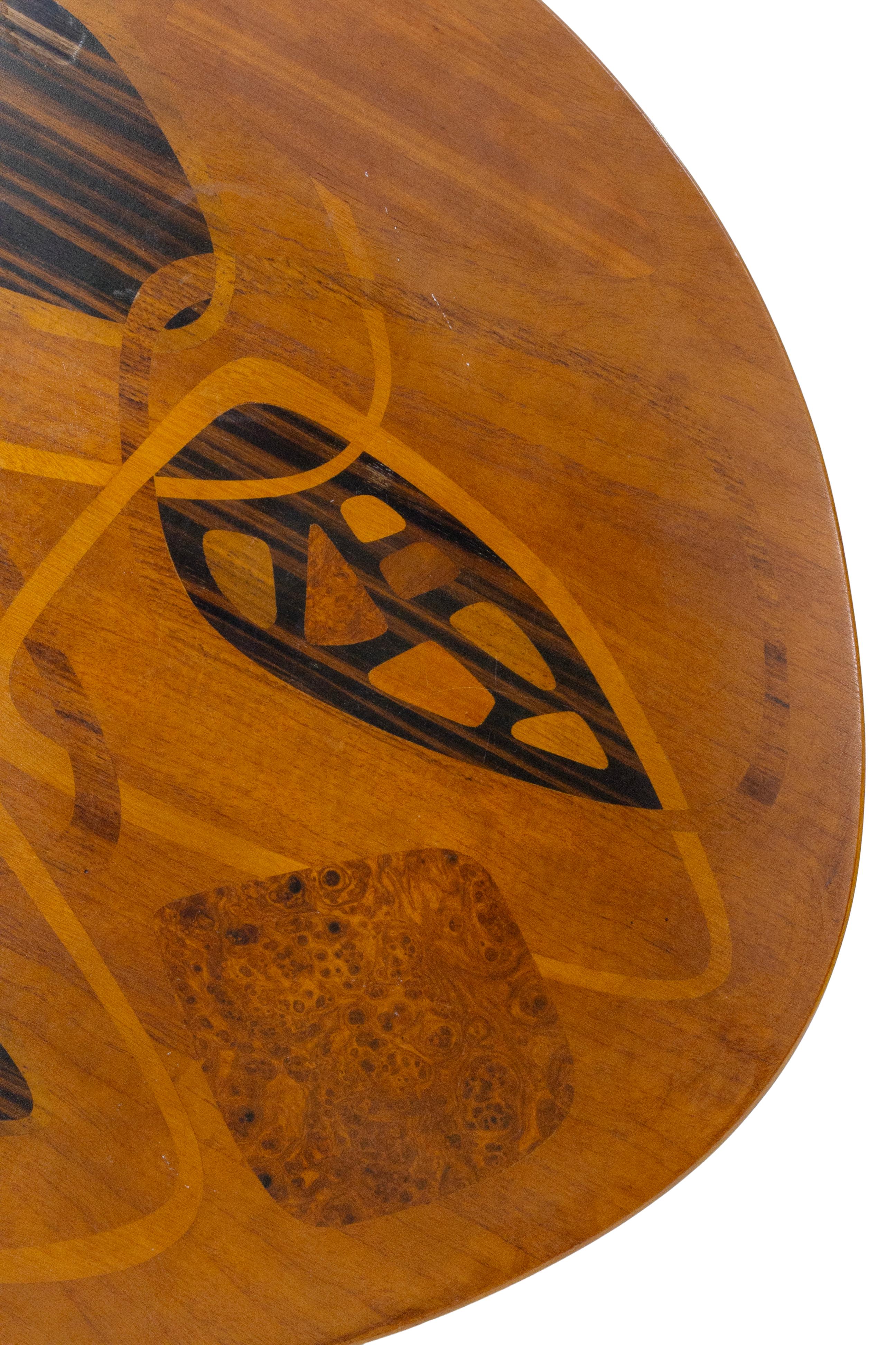 Enro Fabry - Accent Table, 1953 Modernist Walnut Wood Inlay with Brass Details For Sale 1