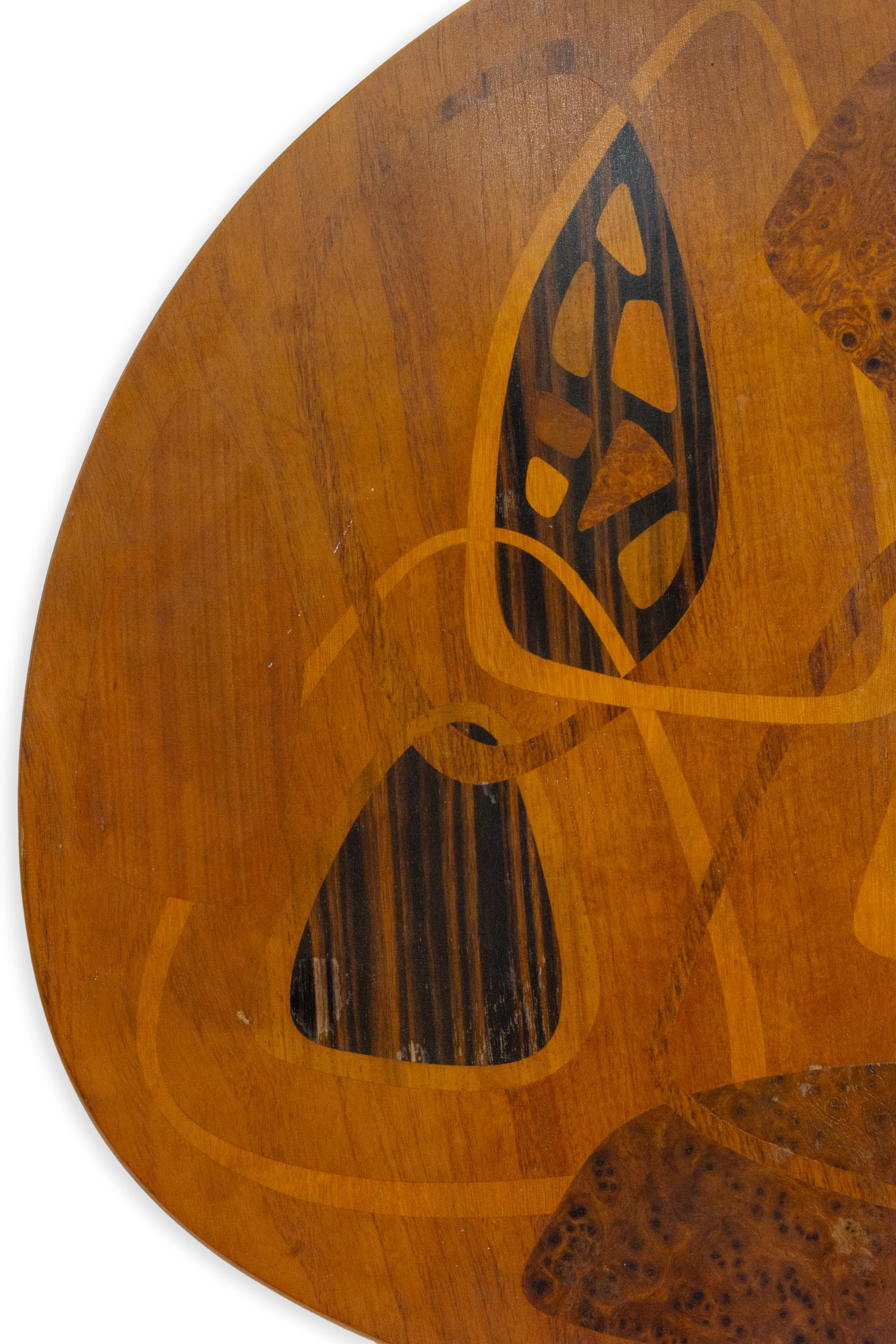 Enro Fabry - Accent Table, 1953 Modernist Walnut Wood Inlay with Brass Details For Sale 2