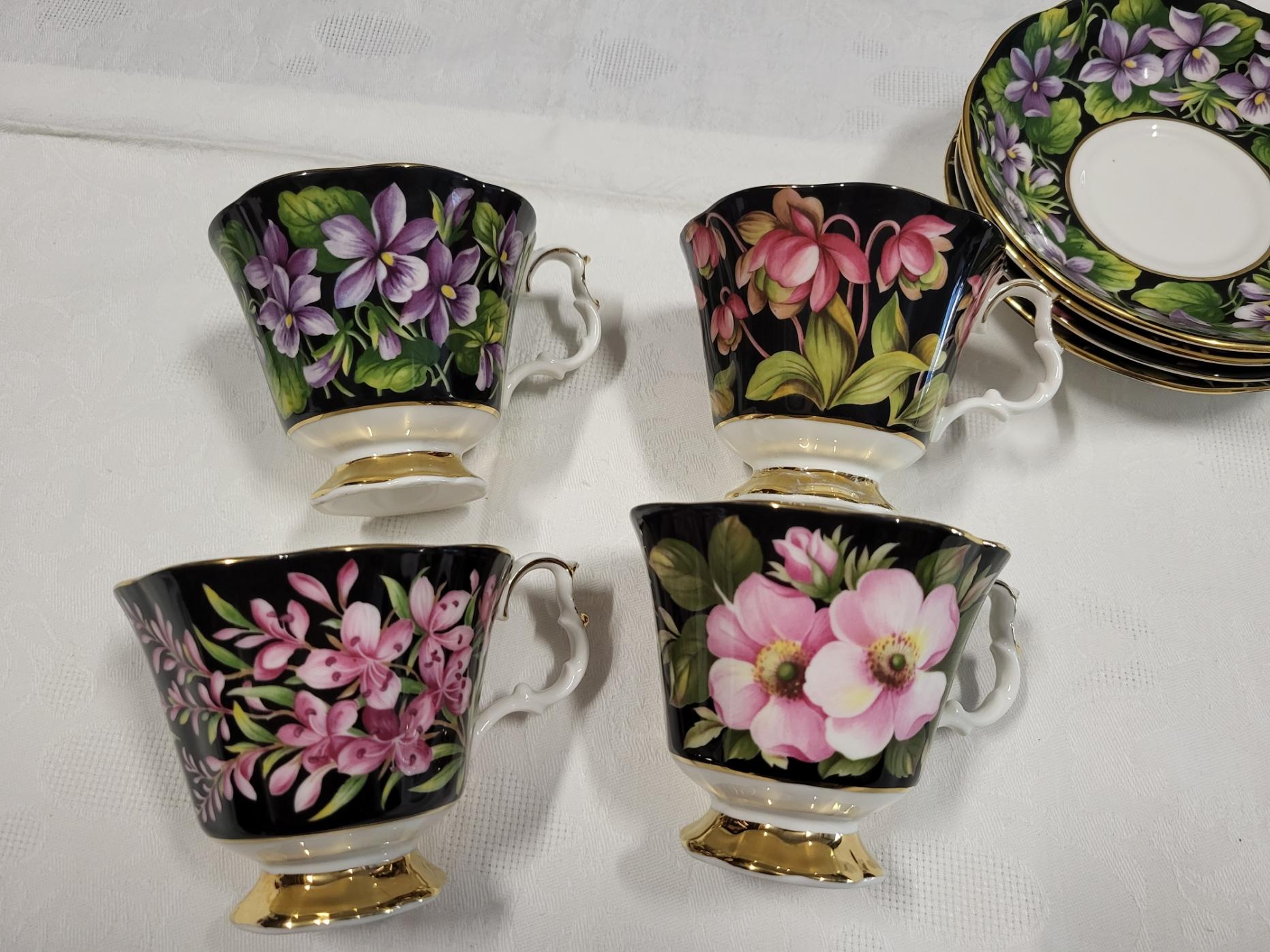 Ensemble à thé Royal Albert Provincial Flowers porcelaine England 1975 (8pièces) in vendita 6