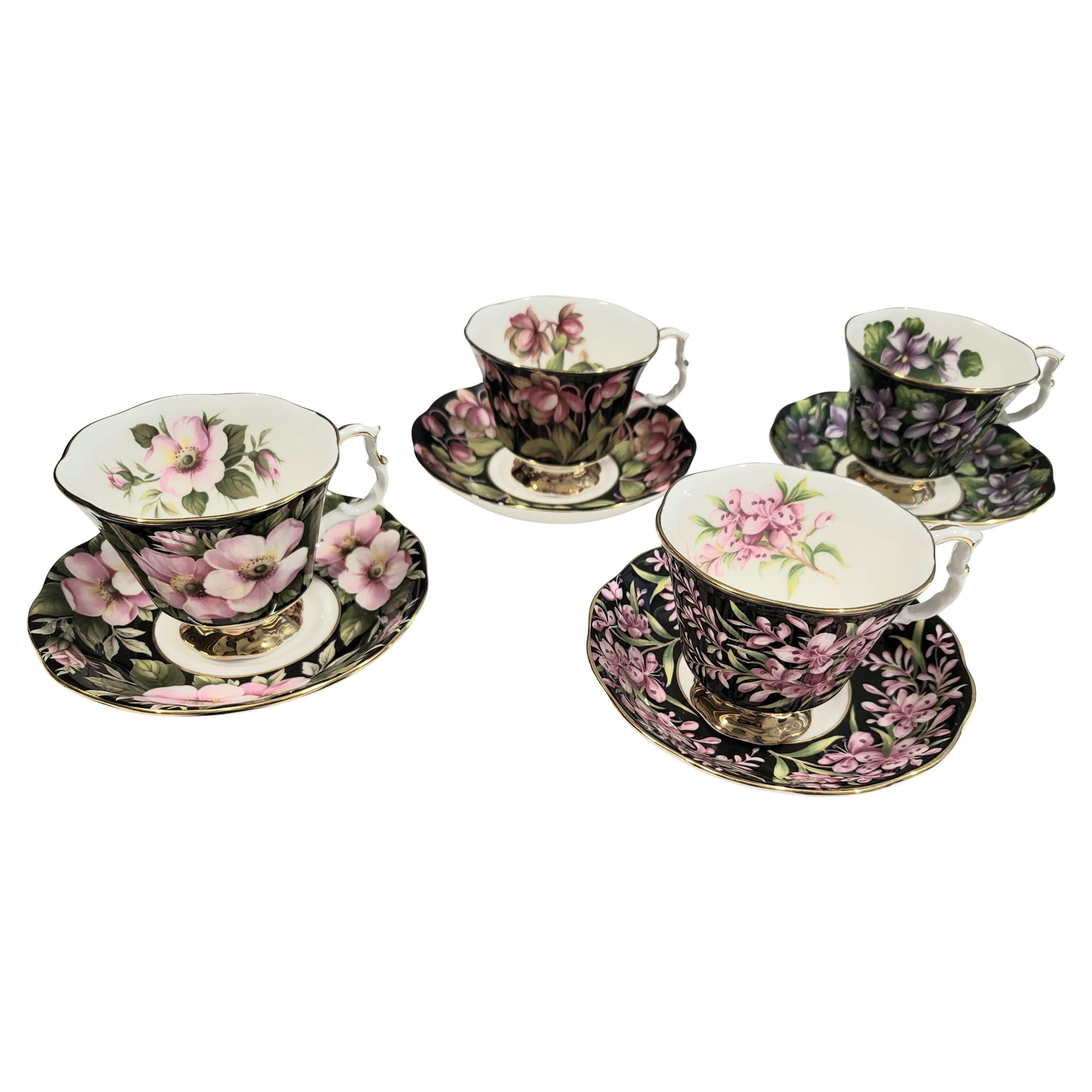 Ensemble à thé Royal Albert Provincial Flowers porcelaine England 1975 (8pièces)