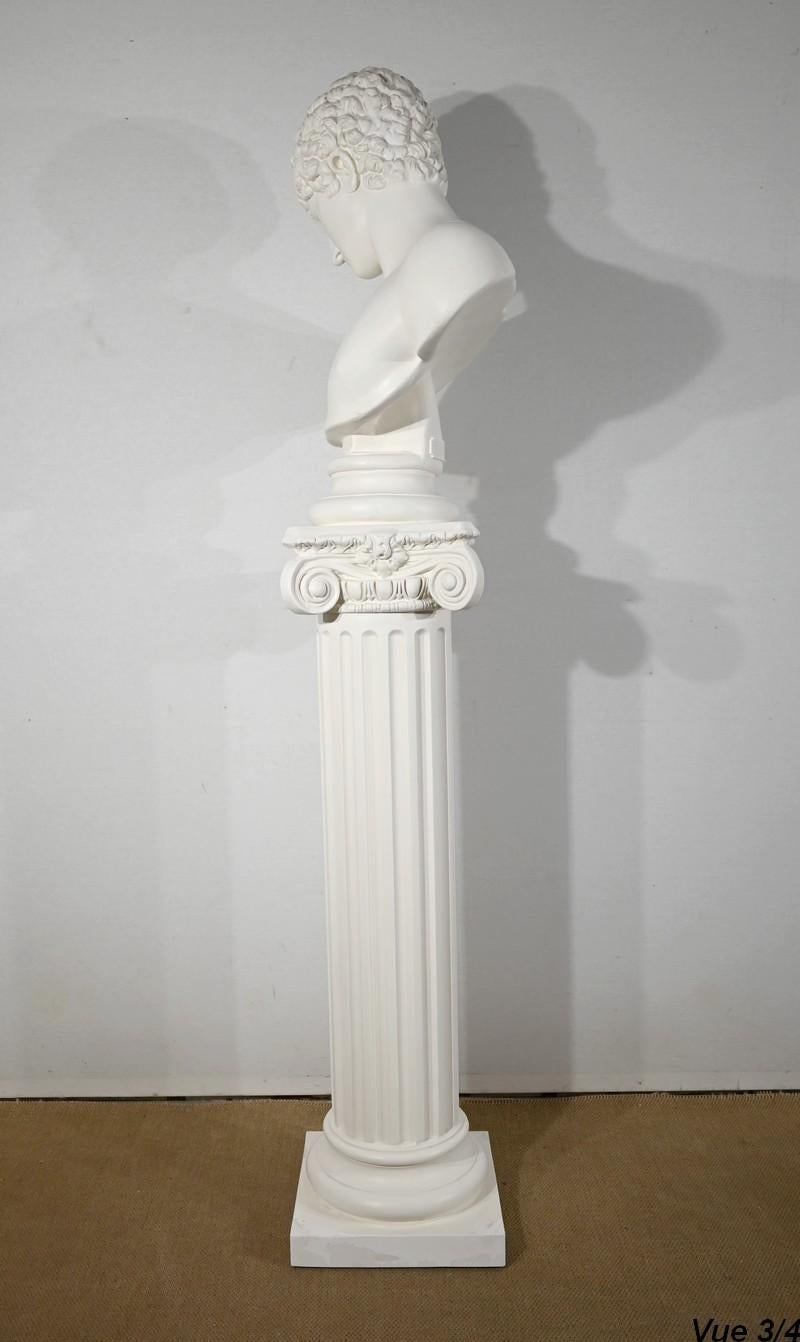 Busto di Antinoo su colonna - Fine XIX secolo in vendita 8