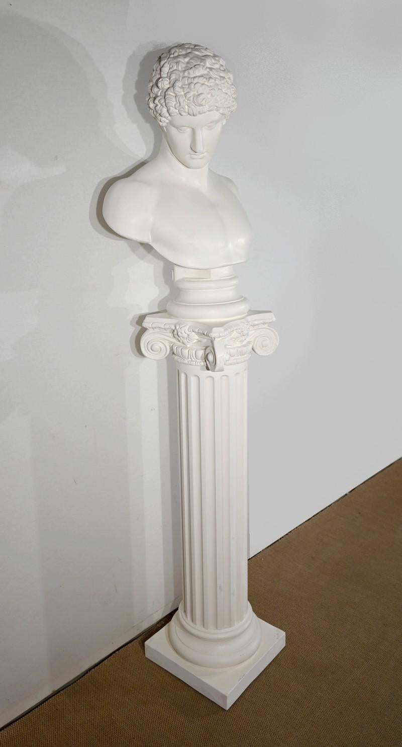 Calco in gesso, busto di Antinoo del Campidoglio su una colonna, scolpito da un unico blocco.
Quest'opera è tratta da una statua di marmo di Antinoo, conservata nel Museo Capitolino di Roma.
Antinoo è conosciuto come il favorito dell'imperatore