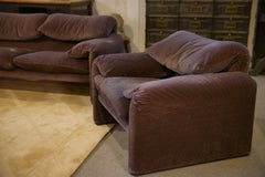 Ensemble canapé 3 places et deux fauteuils Maralunga par Vico Magistretti
