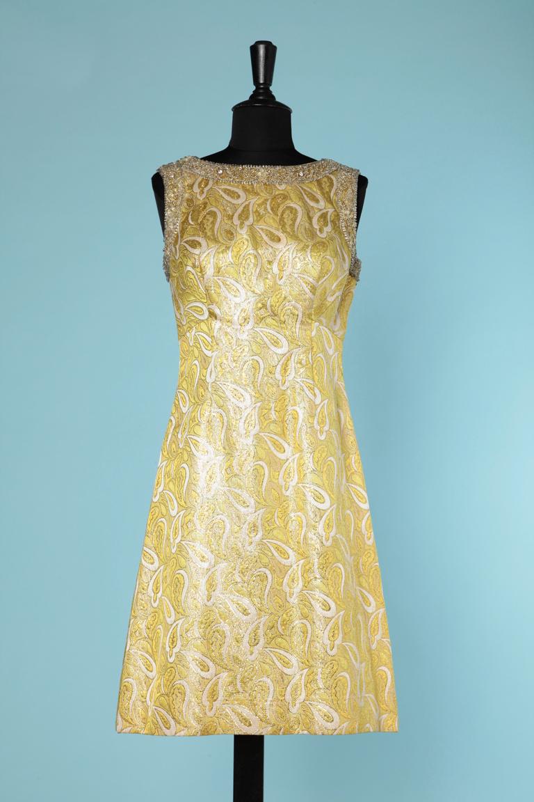 Women's Ensemble ( coat and dress) in yellow brocade and embroideries 1960