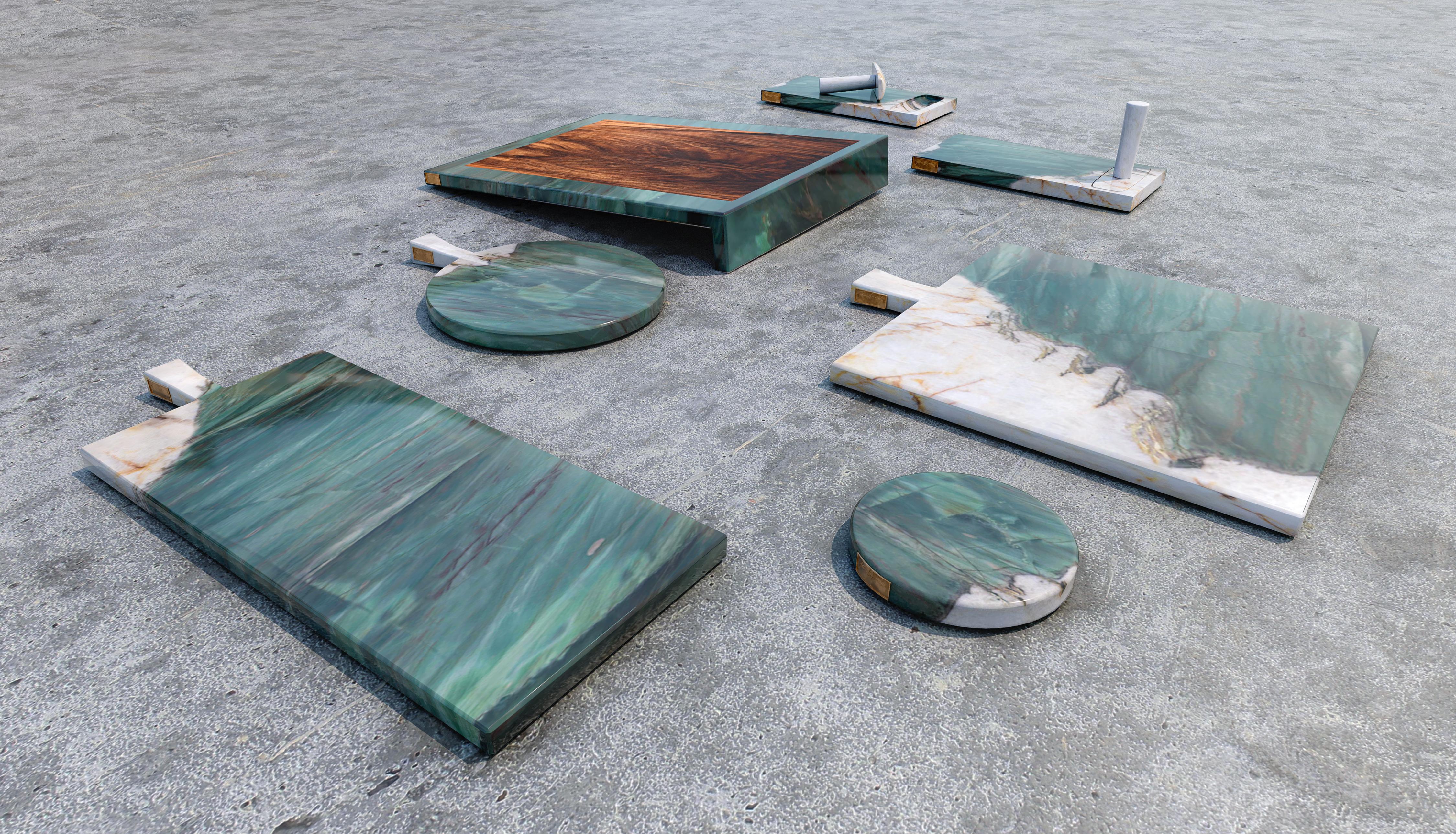 Contemporary Patagonia Green marble kitchen accessories set by Jérôme Bugara For Sale