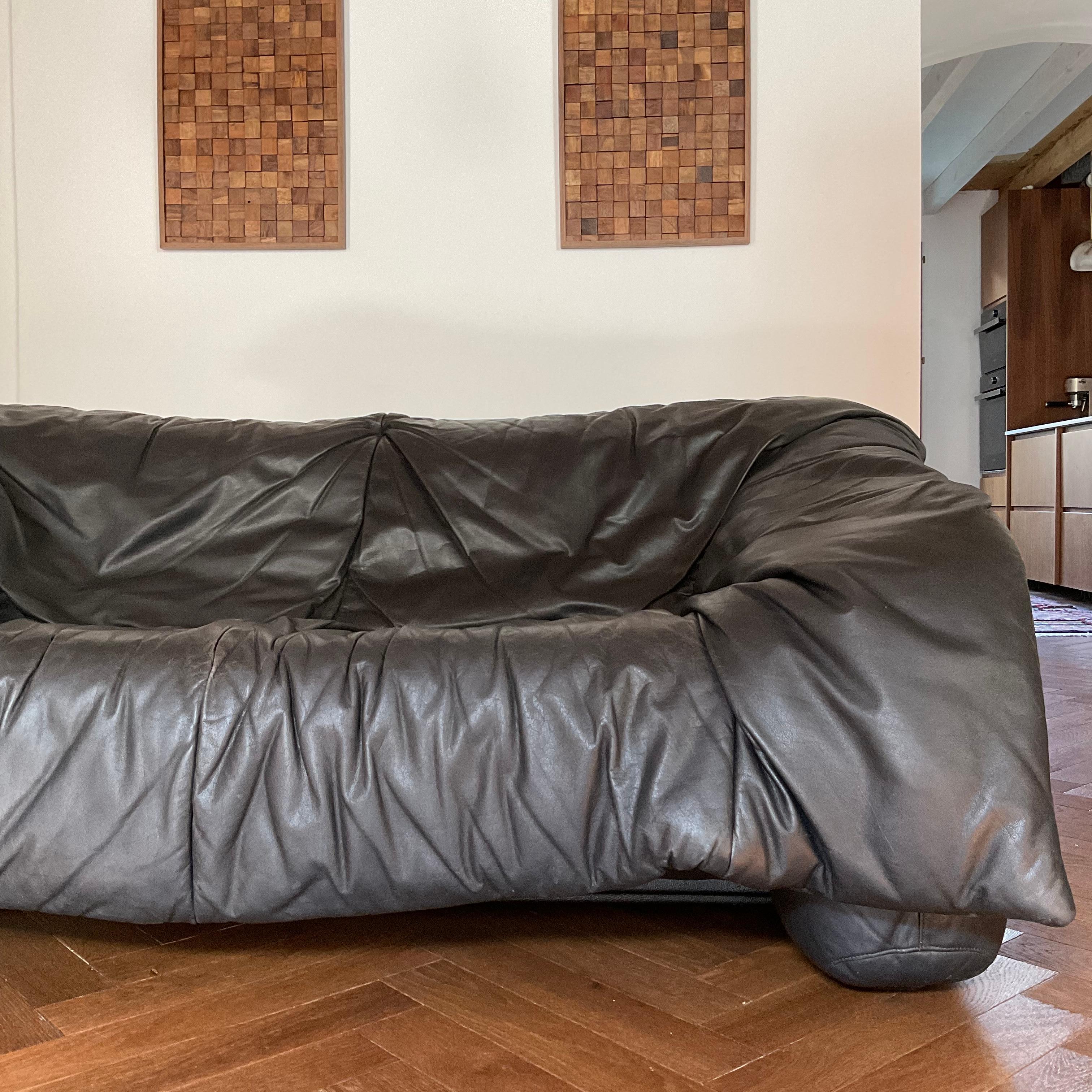 Leather Ensemble de 2 canapés « Flou Flou » Ligne Roset De Pas, D’Urbino, Lomazzi For Sale