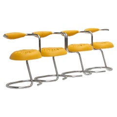Ensemble de 4 chaises Cobra par Giotto Stoppino jaune