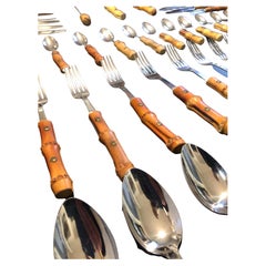 Ensemble De 51 Couverts À Manches Bambou, 1960, Frankreich