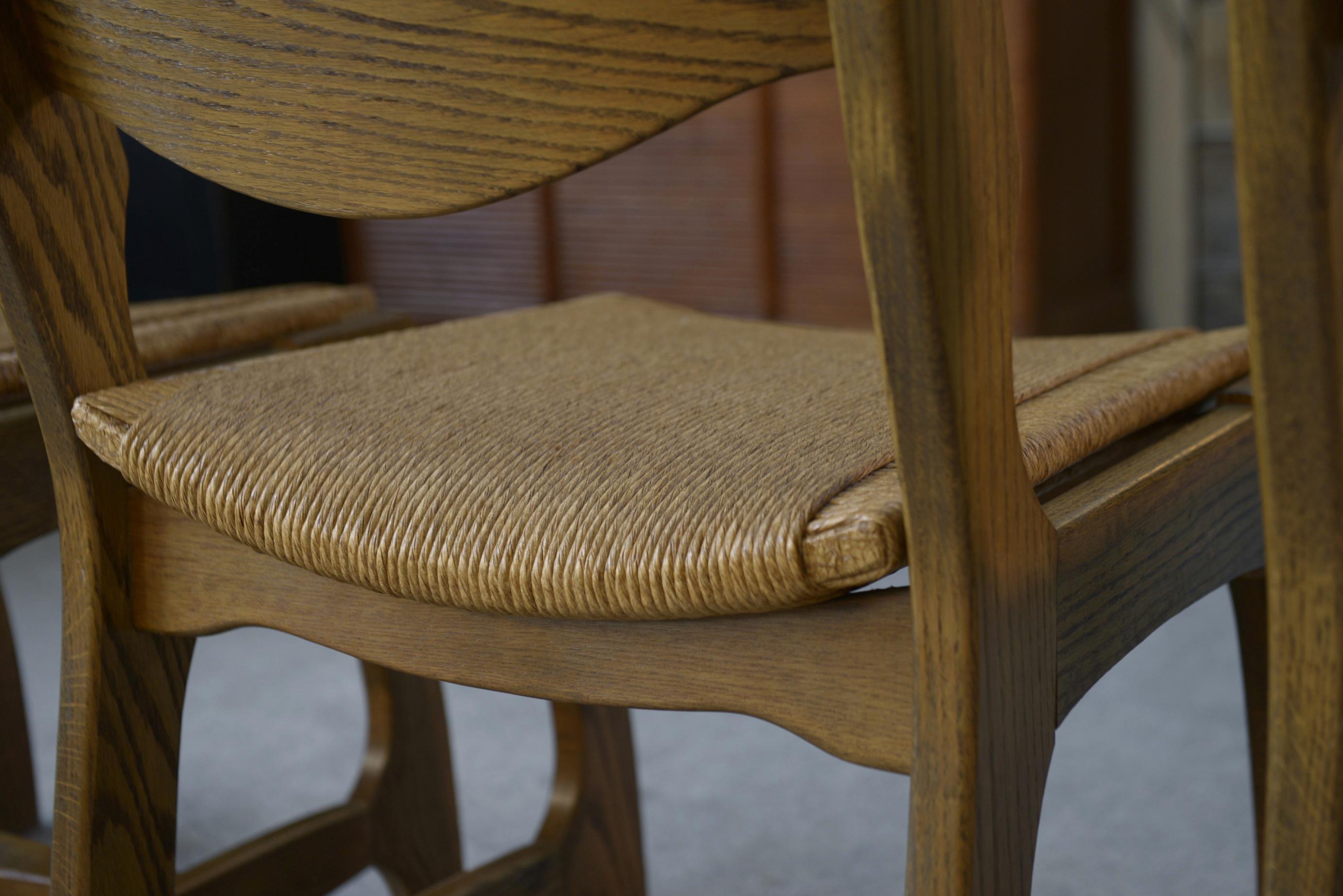 Ensemble di 6 chaises assise en jonc e dossier en échelle Guillerme et Chambron in vendita 5