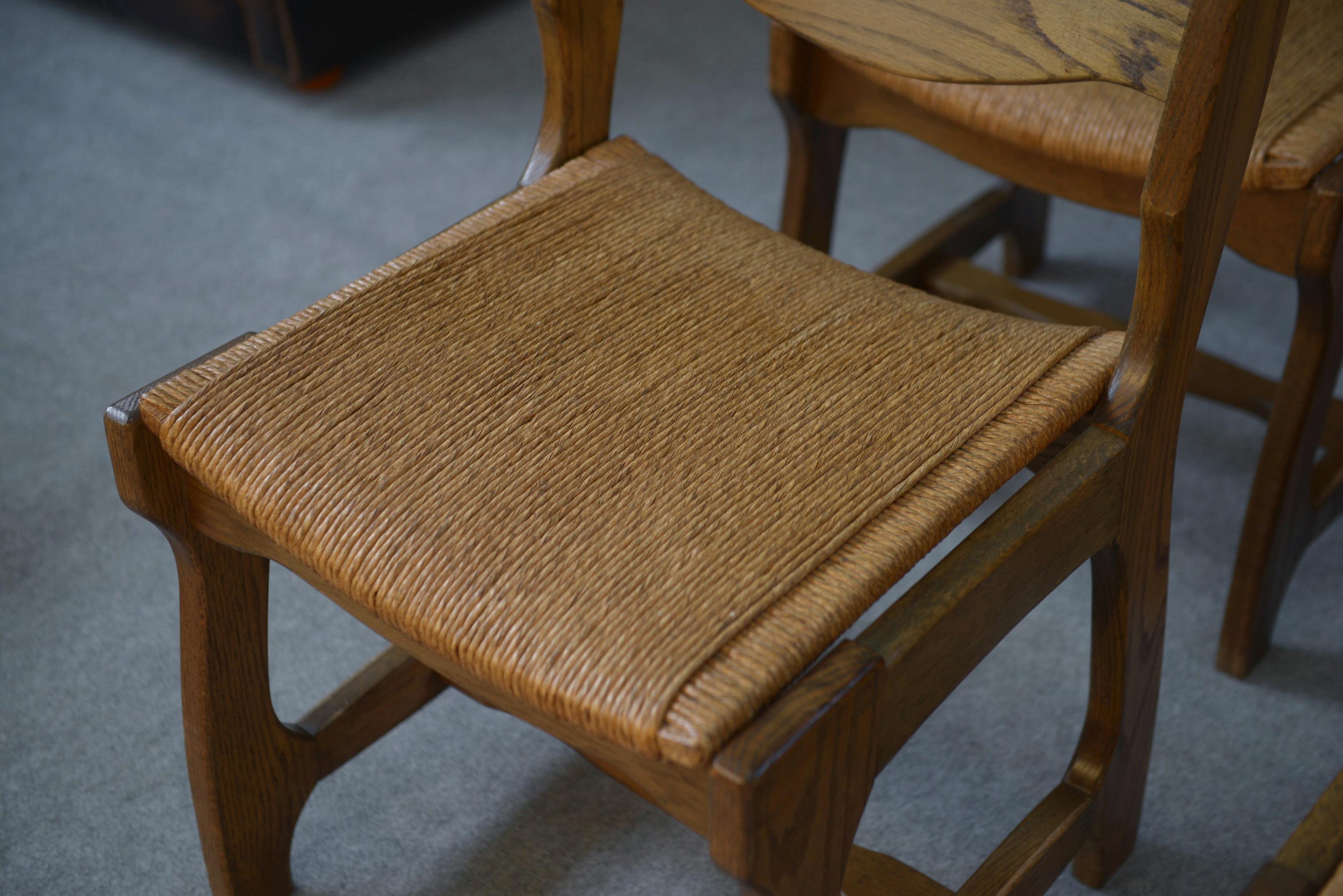 Ensemble di 6 chaises assise en jonc e dossier en échelle Guillerme et Chambron in vendita 9