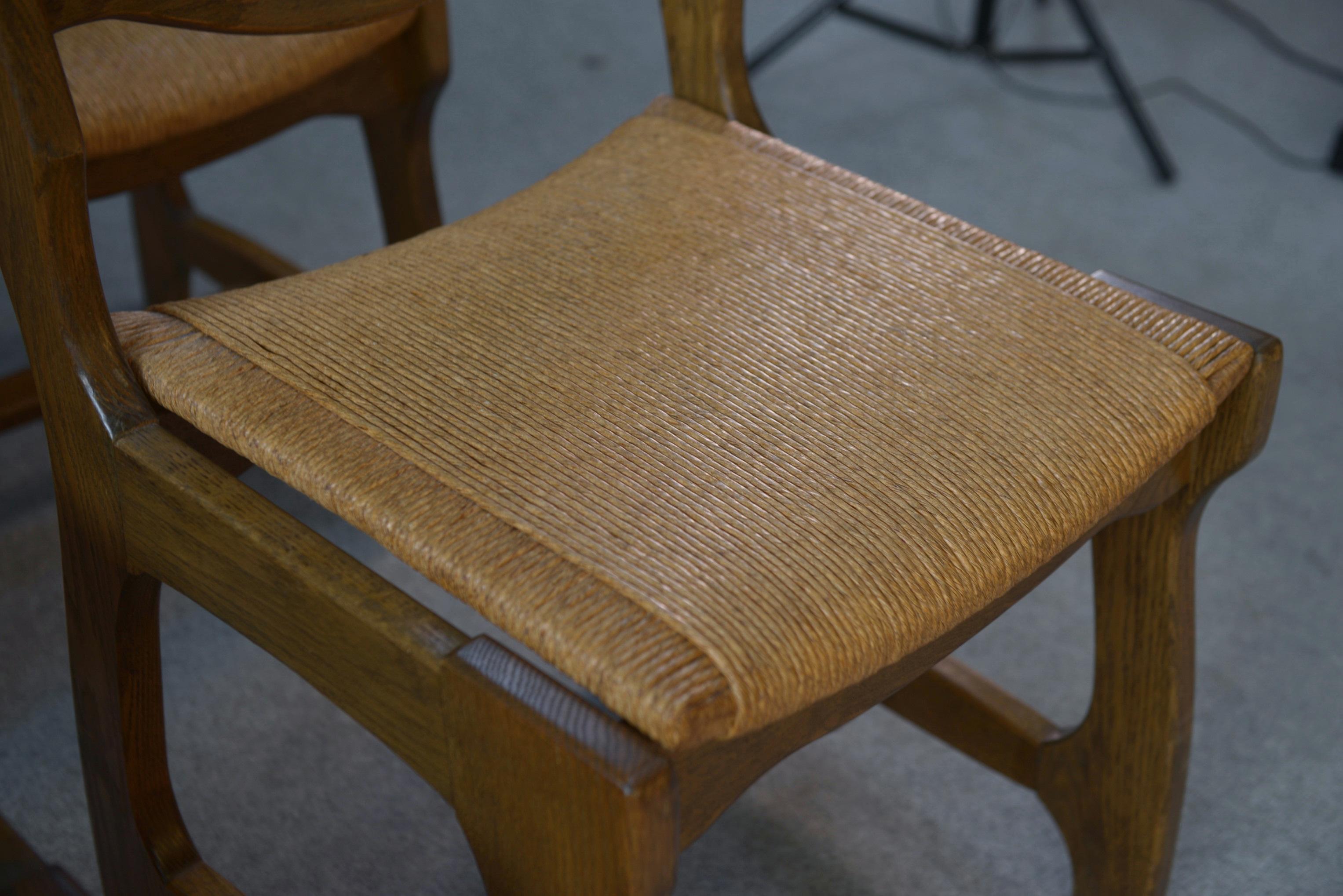 Ensemble di 6 chaises assise en jonc e dossier en échelle Guillerme et Chambron in vendita 1