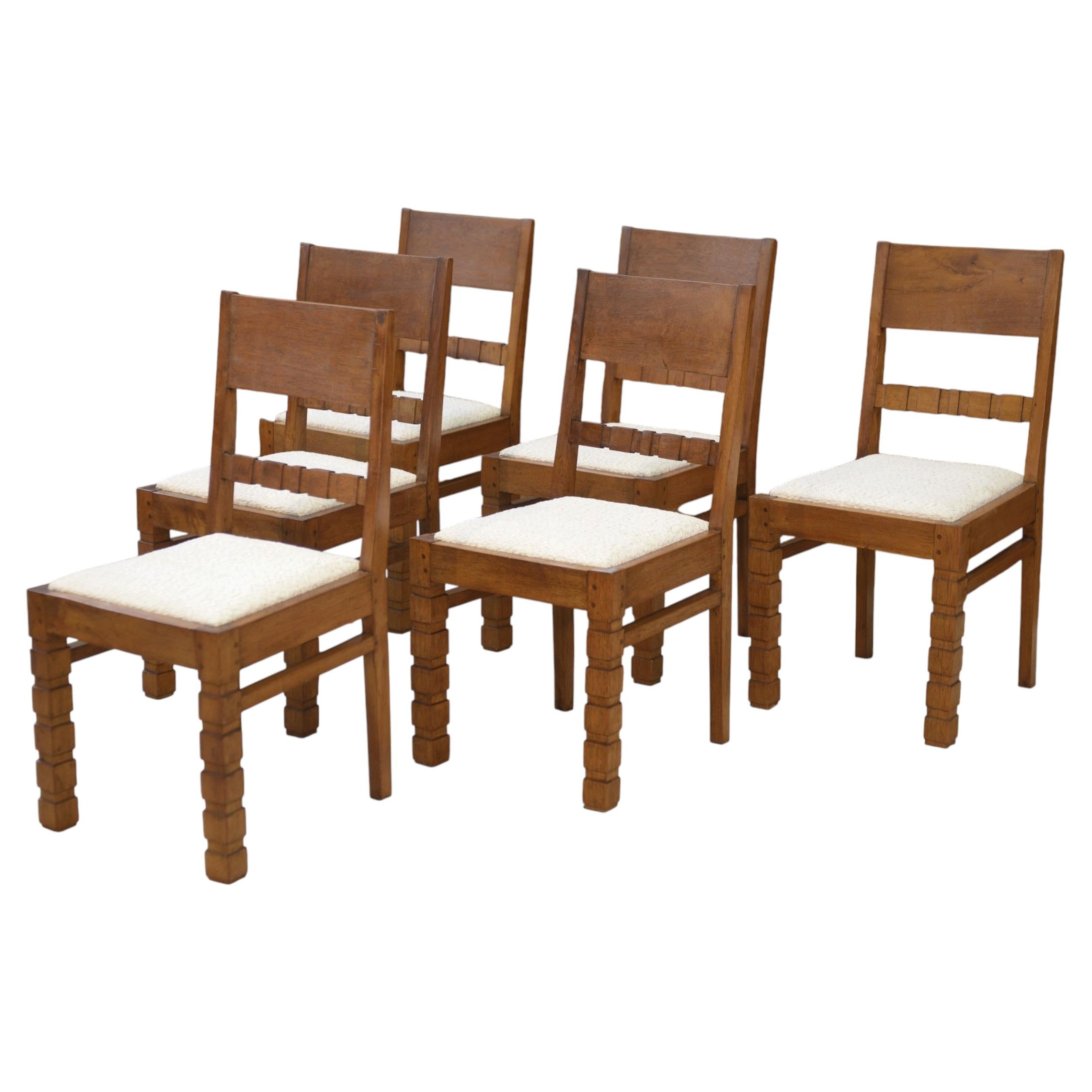 Ensemble de 6 chaises brutalistes 1960's