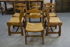 Ensemble de 6 chaises en chêne massif dans le goût de Guillerme et Chambron