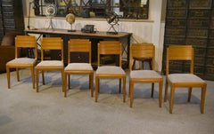 Ensemble di 6 chaises en chêne di Gaston Poisson anni '40