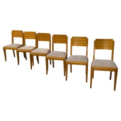 Ensemble di 6 chaises en chêne di Gaston Poisson anni '40