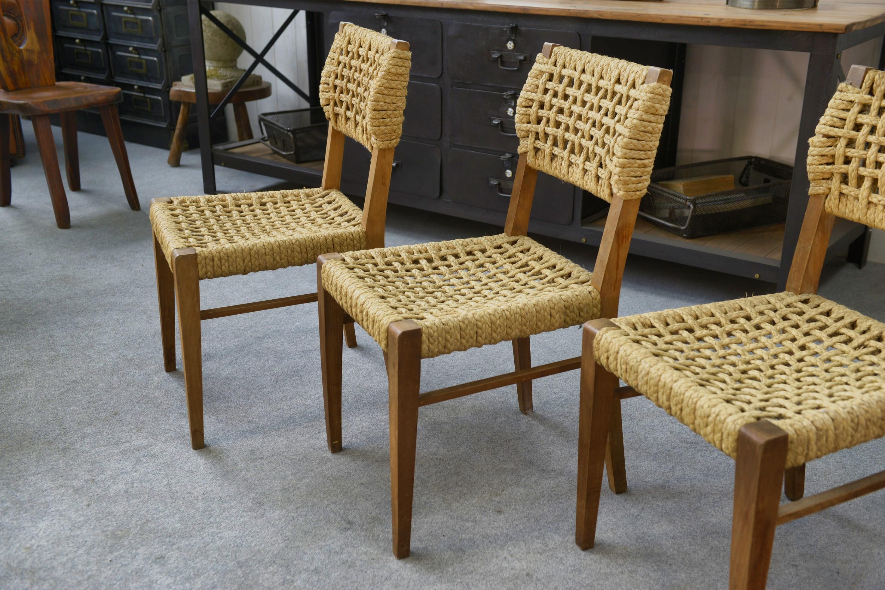 Ensemble di 6 chaises en corde tissée par Adrien AUDOUX & Frida Minet pour Vibo in vendita 4