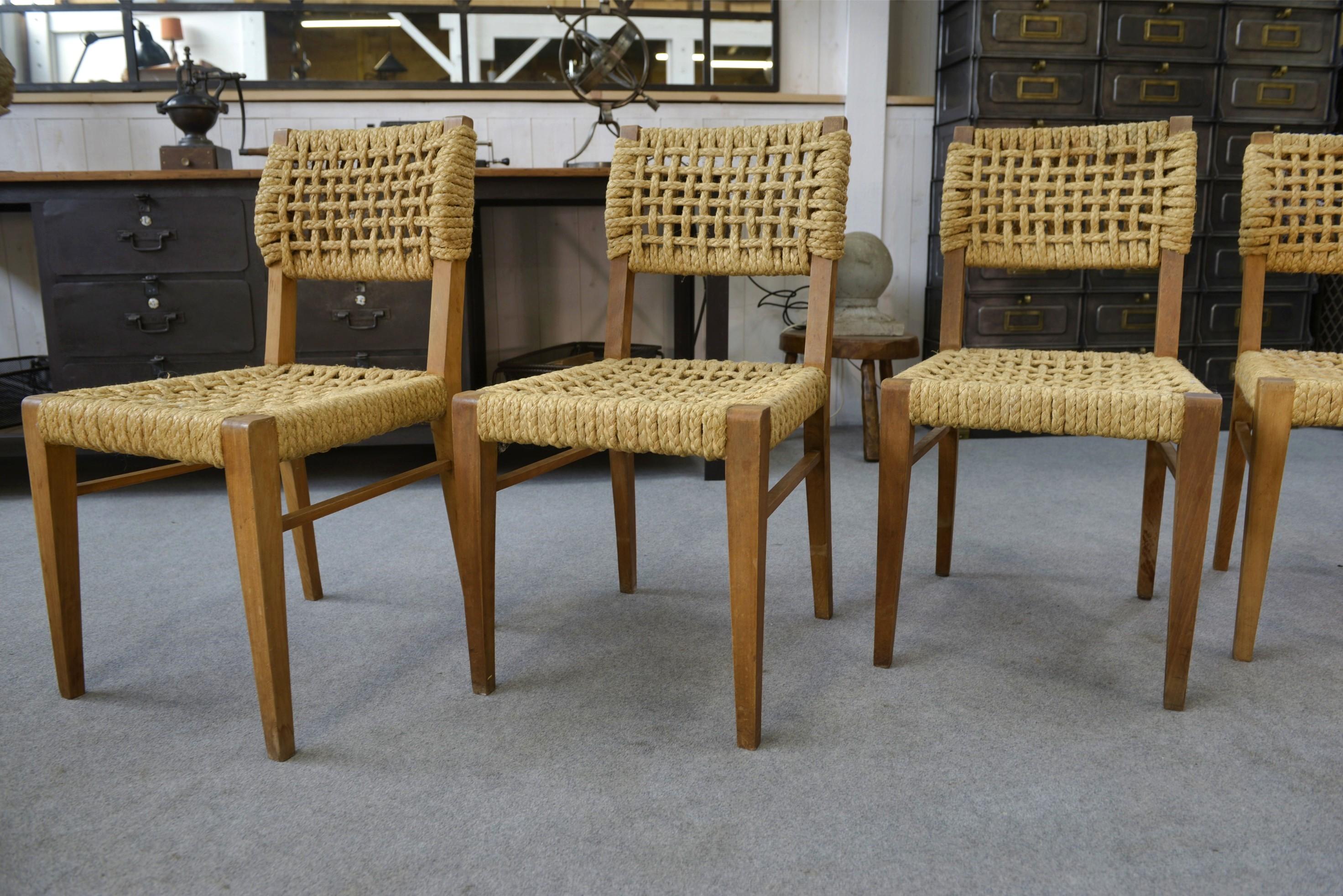 Ensemble di 6 chaises en corde tissée par Adrien AUDOUX & Frida Minet pour Vibo in vendita 7