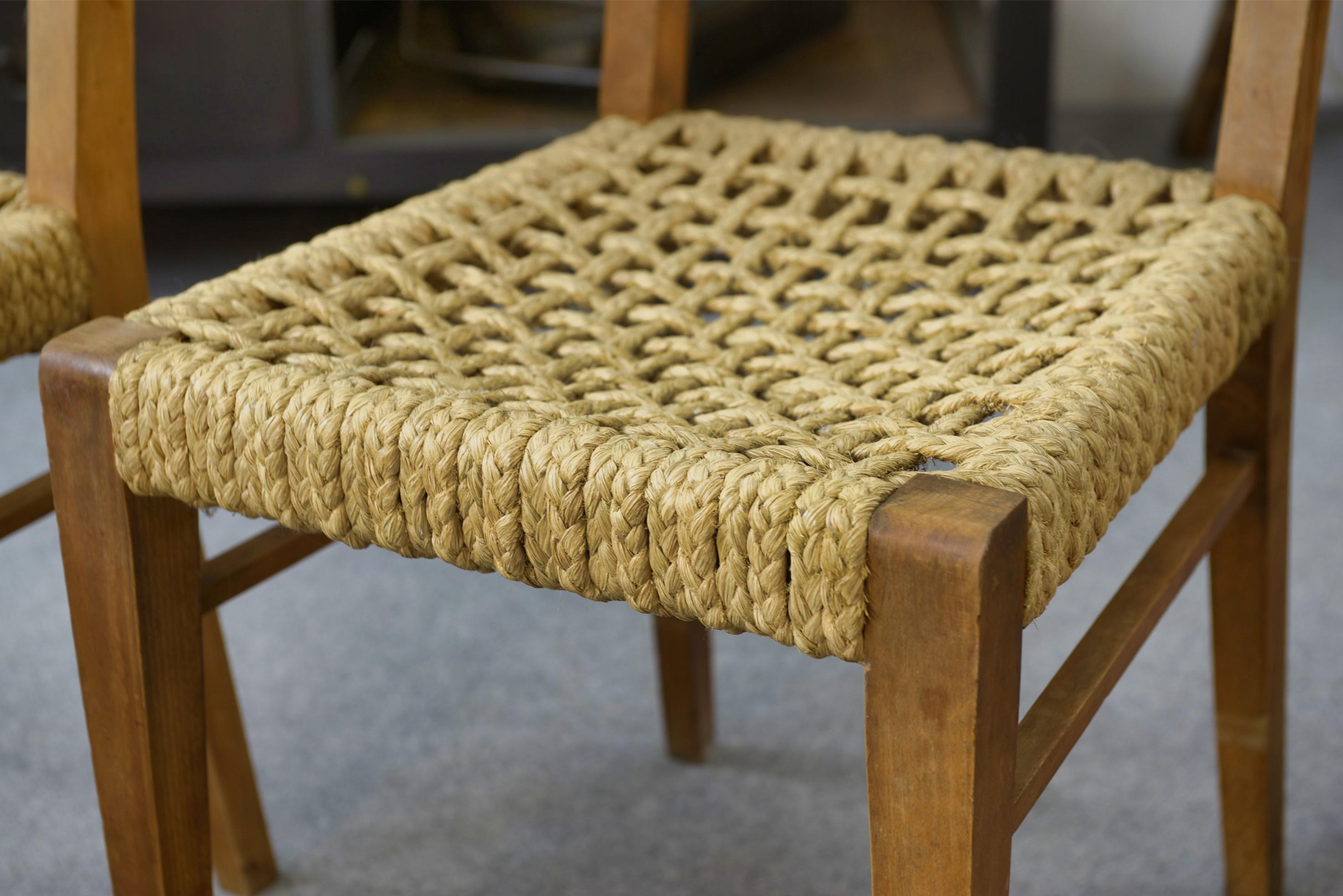 Ensemble di 6 chaises en corde tissée par Adrien AUDOUX & Frida Minet pour Vibo in vendita 8