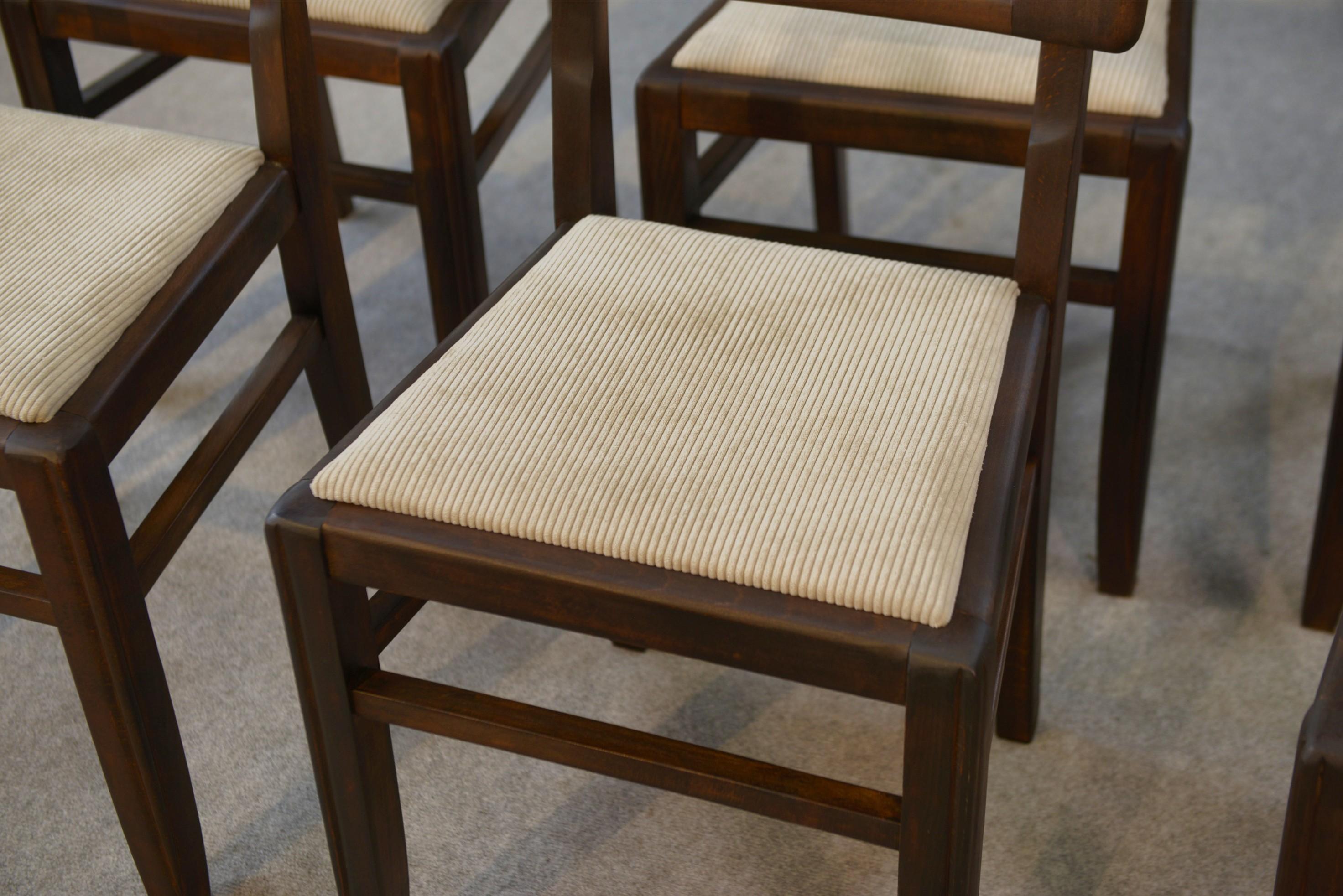Legno Ensemble de 6 chaises par Pierre Cruege 1960's in vendita