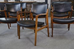 Ensemble de 6 fauteuils scandinaves en cuir et palissandre par Gondo Gravesen