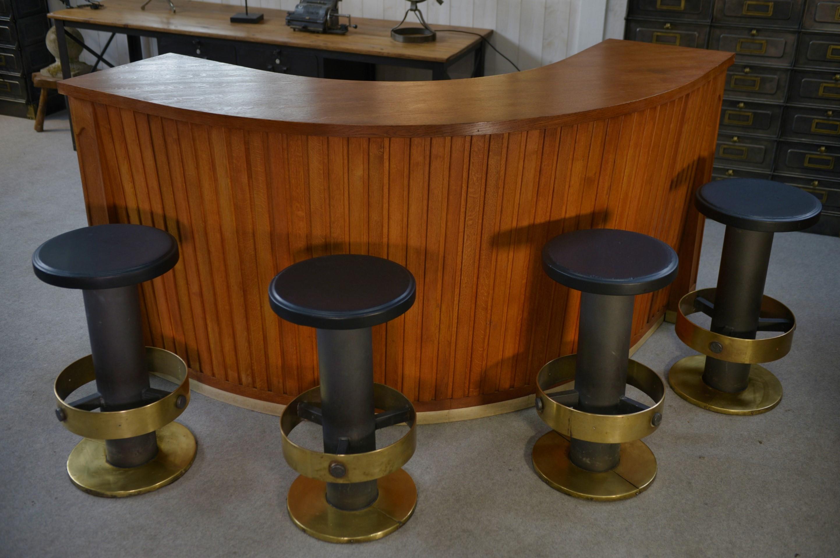 Ensemble de 6 tabourets en acier et laiton 1980's en vente 5