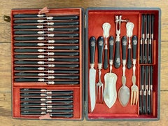 Ensemble de couteaux Napoléon III, argent et ébène