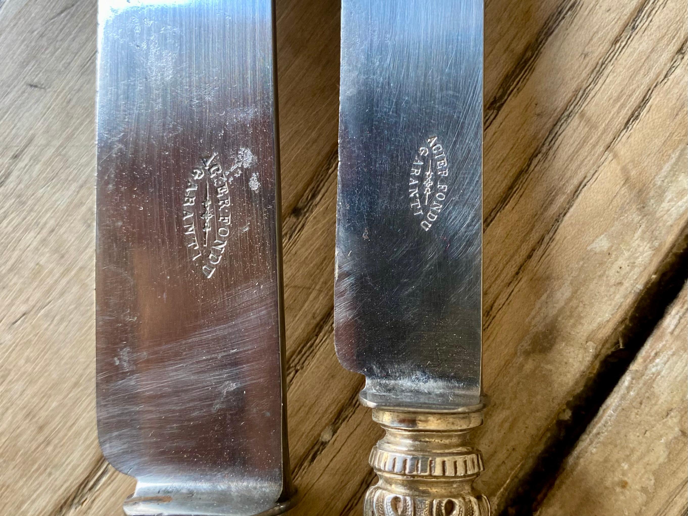 Français Ensemble de couteaux Napoléon III, argent et ébène en vente