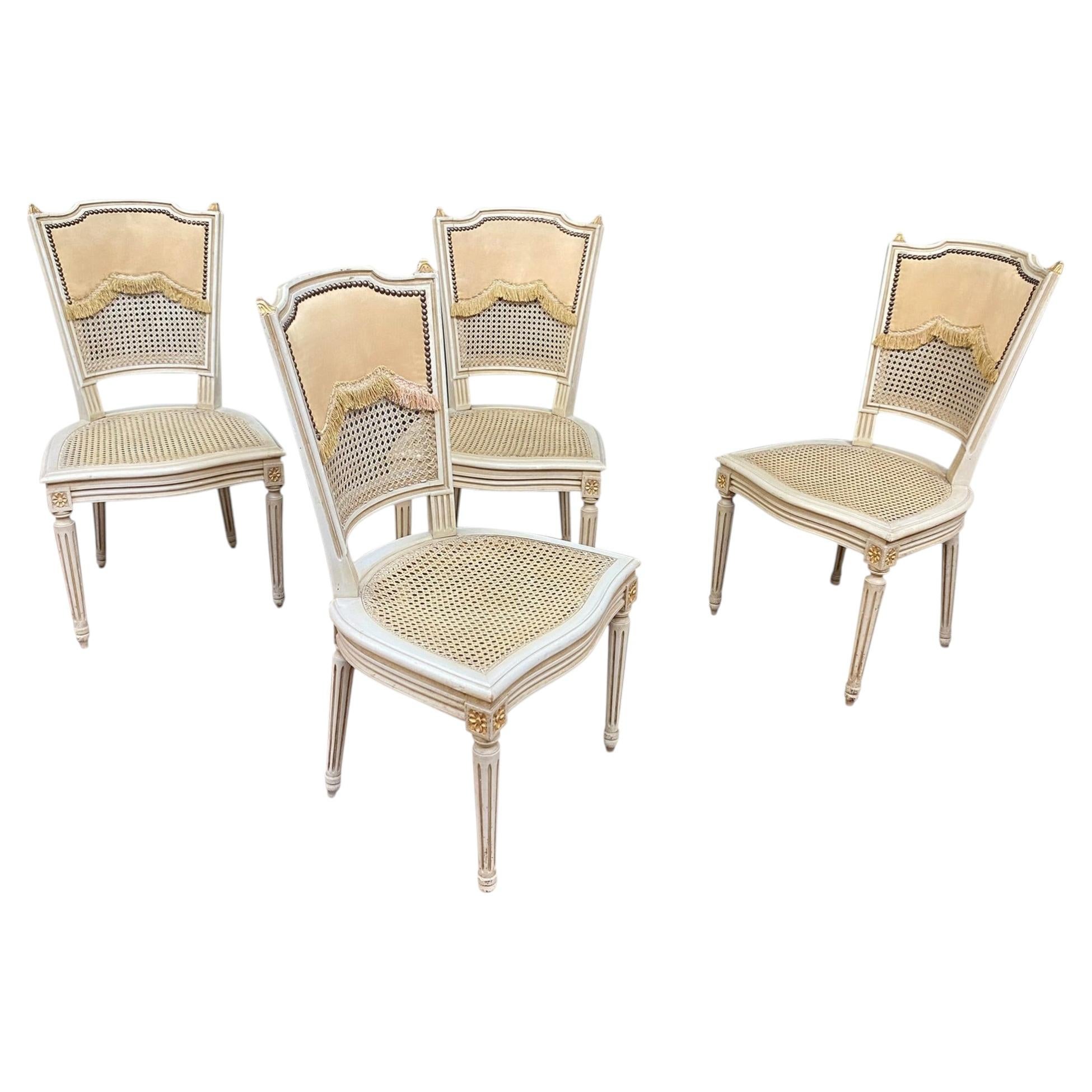 Ensemble de quatre chaises de style Louis XVI circa 1950 For Sale