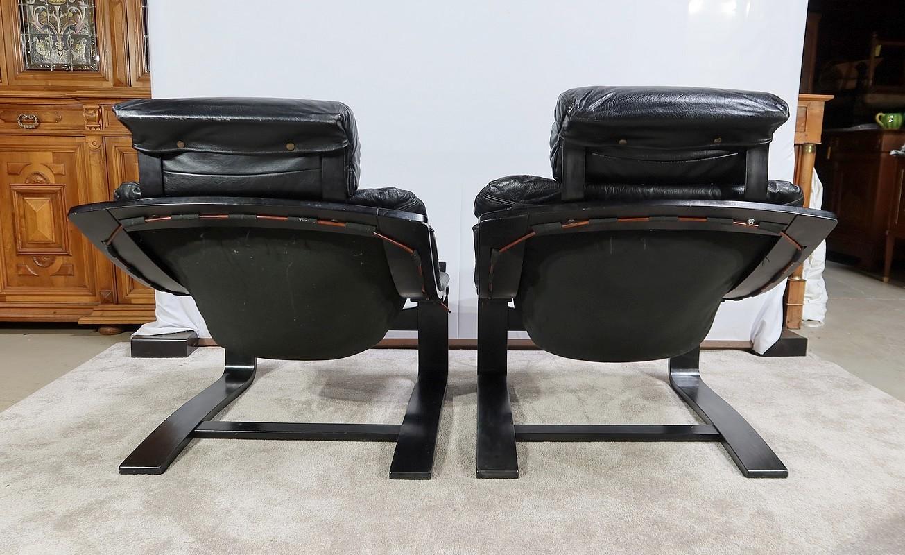 Leather “Kroken” Living Room Set by Ake Fribyter for Nelo – 1974 For Sale