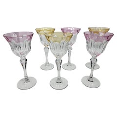 Ensemble de verres à vin en cristallin colorés Francais (lot de 6) Milieu du Siècle