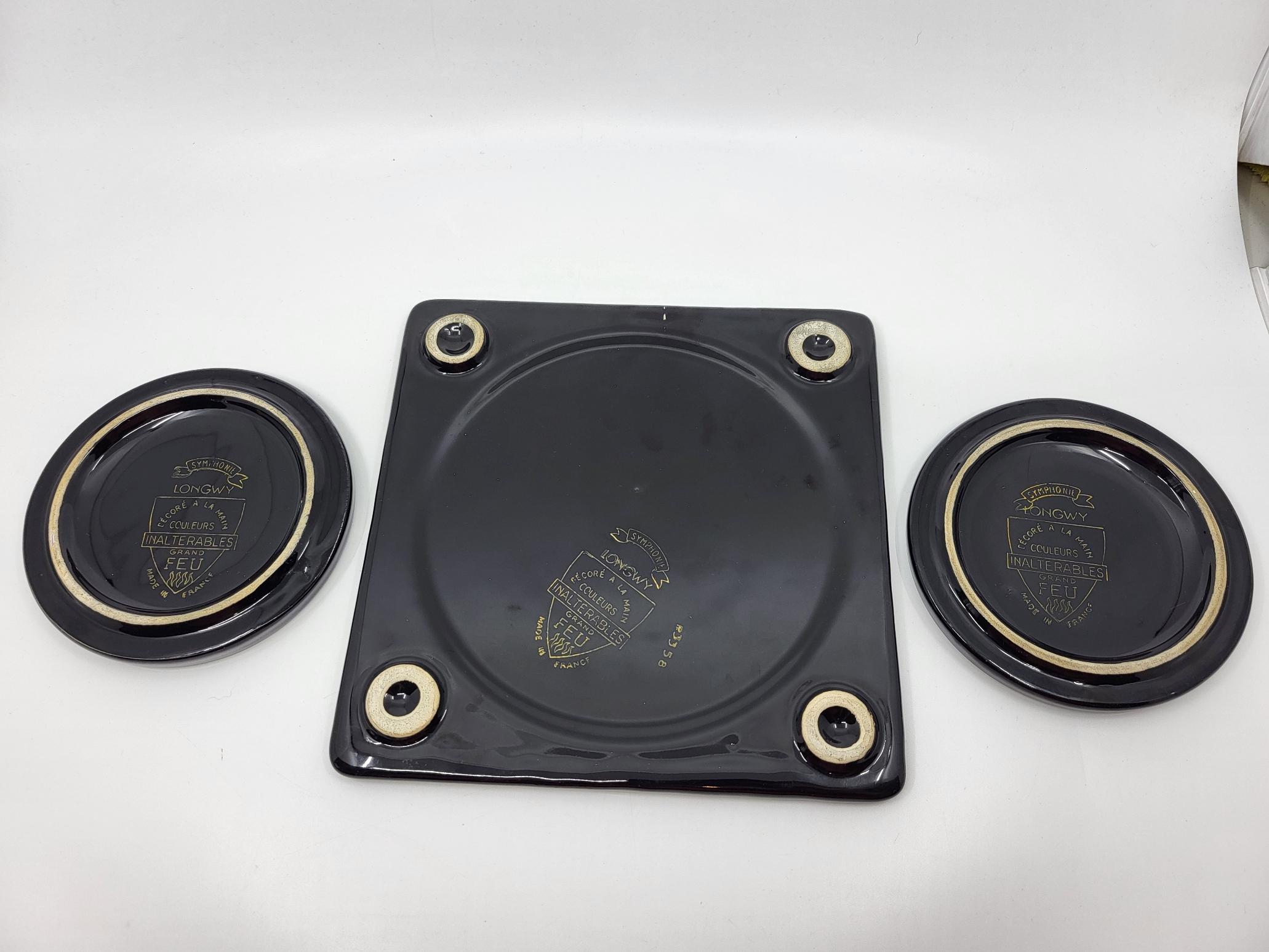 Ensemble dessous de plats en émaux de Longwy Frankreich 1970 (lot de 3) Jahrgang (Französisch) im Angebot