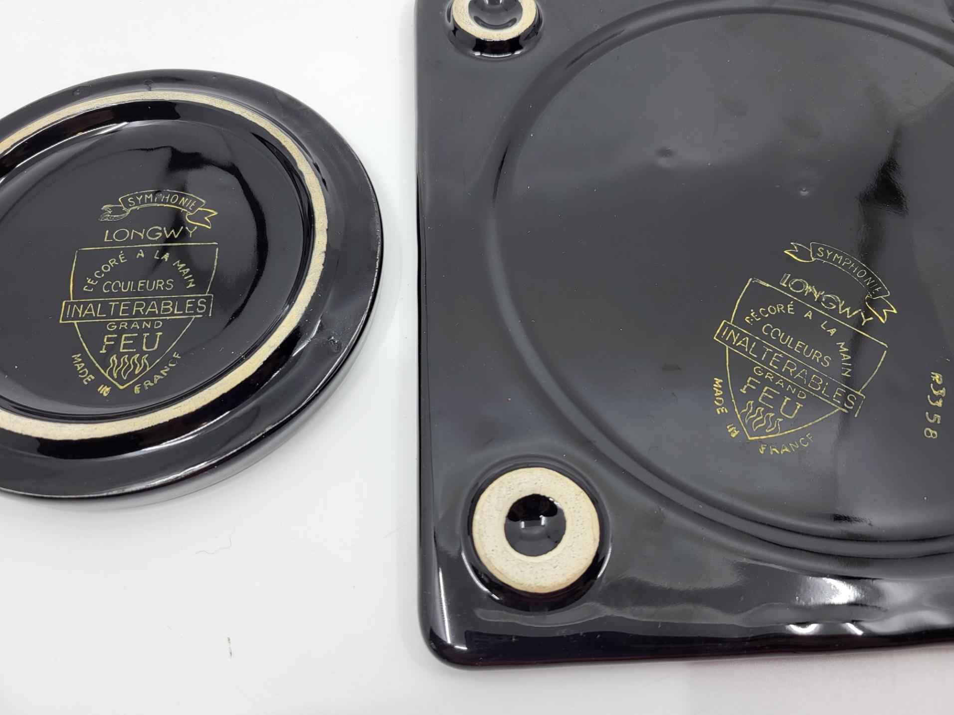 Ensemble dessous de plats en émaux de Longwy Frankreich 1970 (lot de 3) Jahrgang im Zustand „Gut“ im Angebot in London, England
