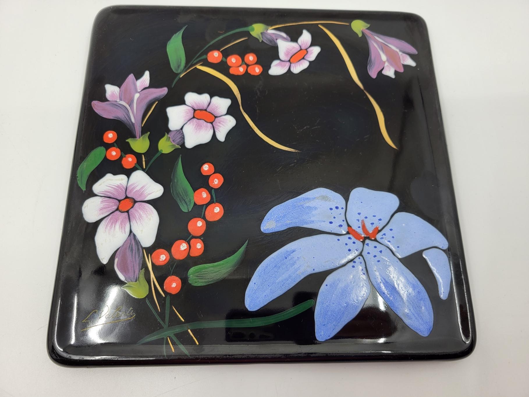 Ensemble dessous de plats en émaux de Longwy Frankreich 1970 (lot de 3) Jahrgang im Angebot 1