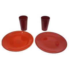 Ensemble en céramique rouge par Robert Picault Vallauris France Design 1950